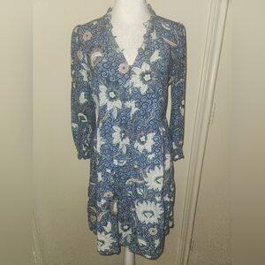 Loft Blue Floral Flowy Dress